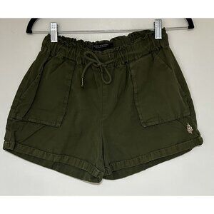 Scotch & Soda Army Green Cotton Twill Shorts Drawstring Elastic Waist Size XS